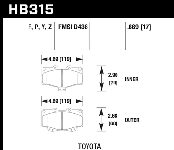 Hawk Brake Pad Set HB315F.669 HPS - 0