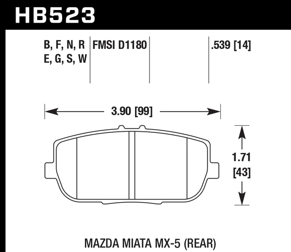 Hawk Brake Pad Set HB523N.539 HP-Plus
