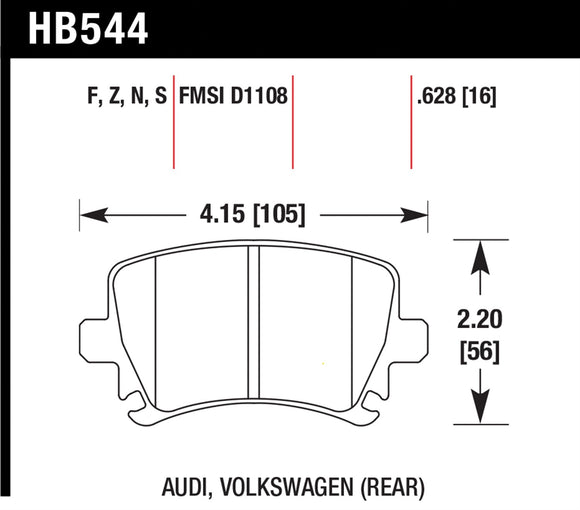 Hawk Brake Pad Set HB544Z.628 Performance Ceramic