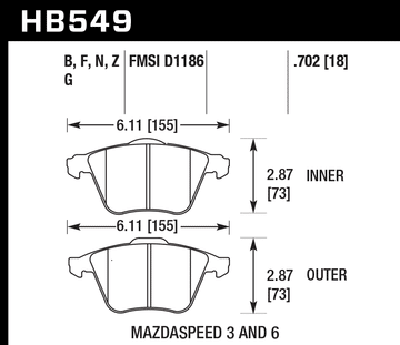 Hawk Brake Pad Set HB549Z.702 Performance Ceramic - 0