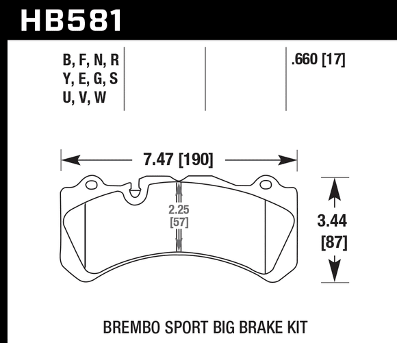 Hawk Brake Pad Set HB581G.660 DTC-60