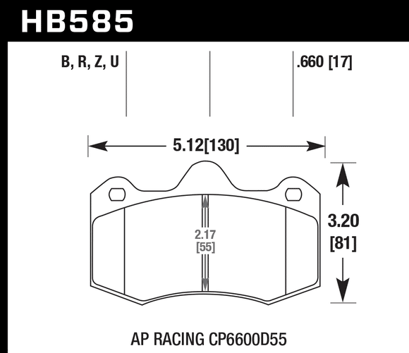 Hawk Brake Pad Set HB585U.660 DTC-70