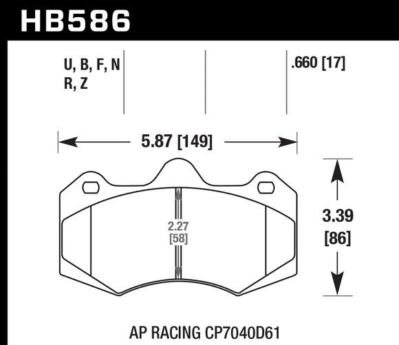 Hawk Brake Pad Set HB586Z.660 Performance Ceramic