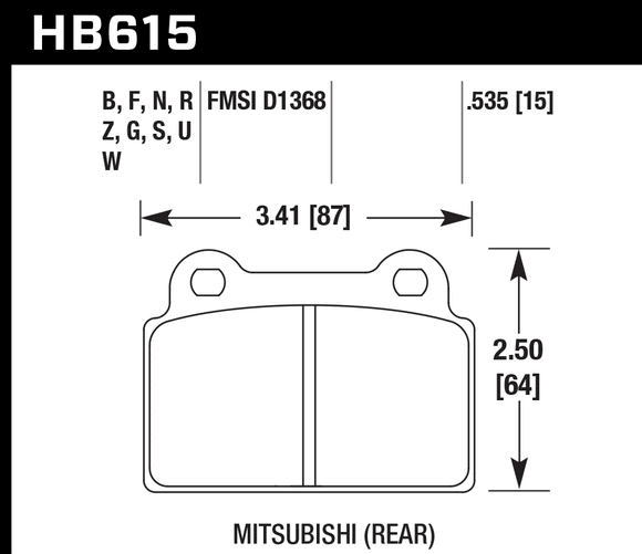 Hawk Brake Pad Set HB615G.535 DTC-60