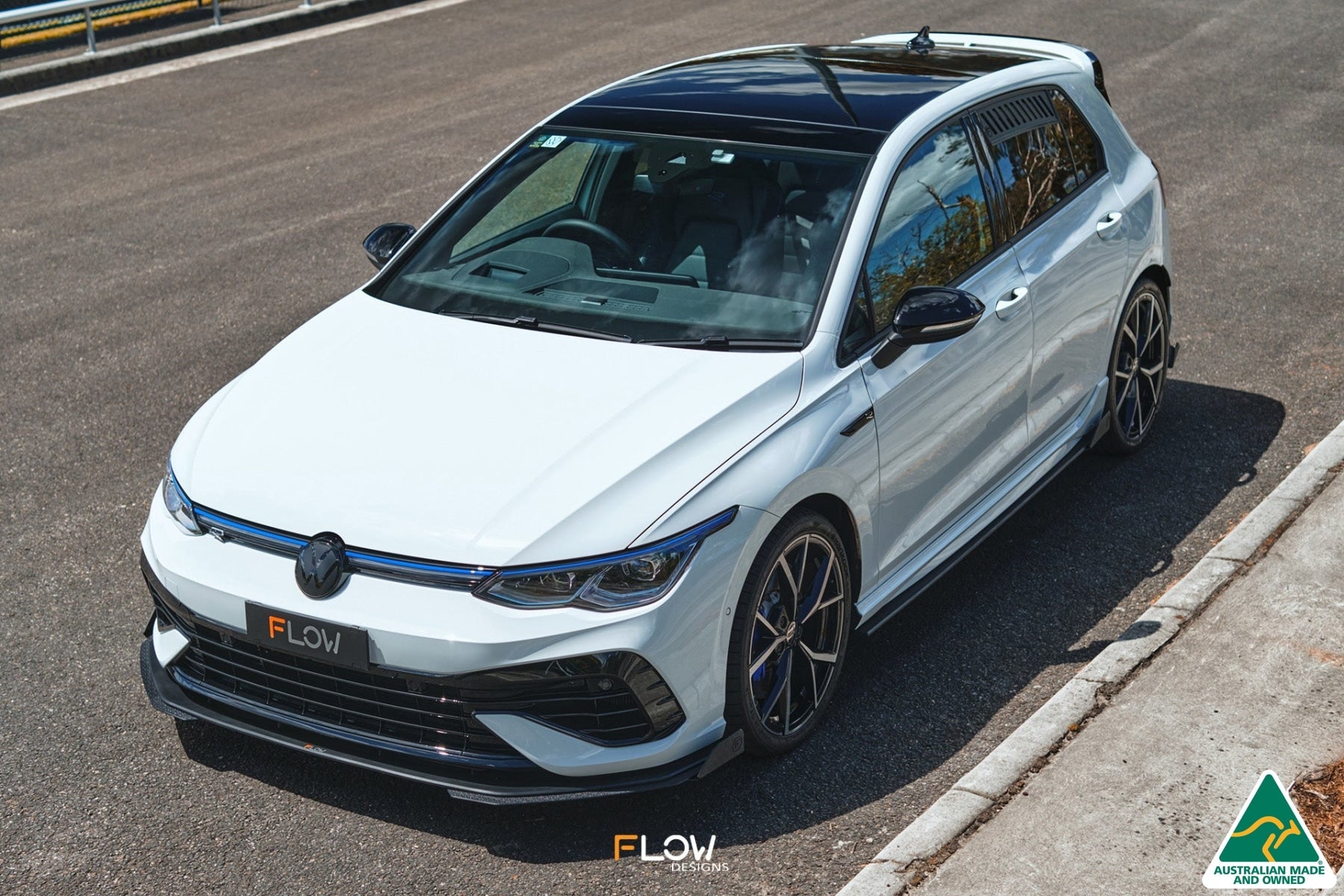 FLOW Designs  MK8 Golf R Front Lip Splitter Extensions (Pair) - MODE Auto Concepts