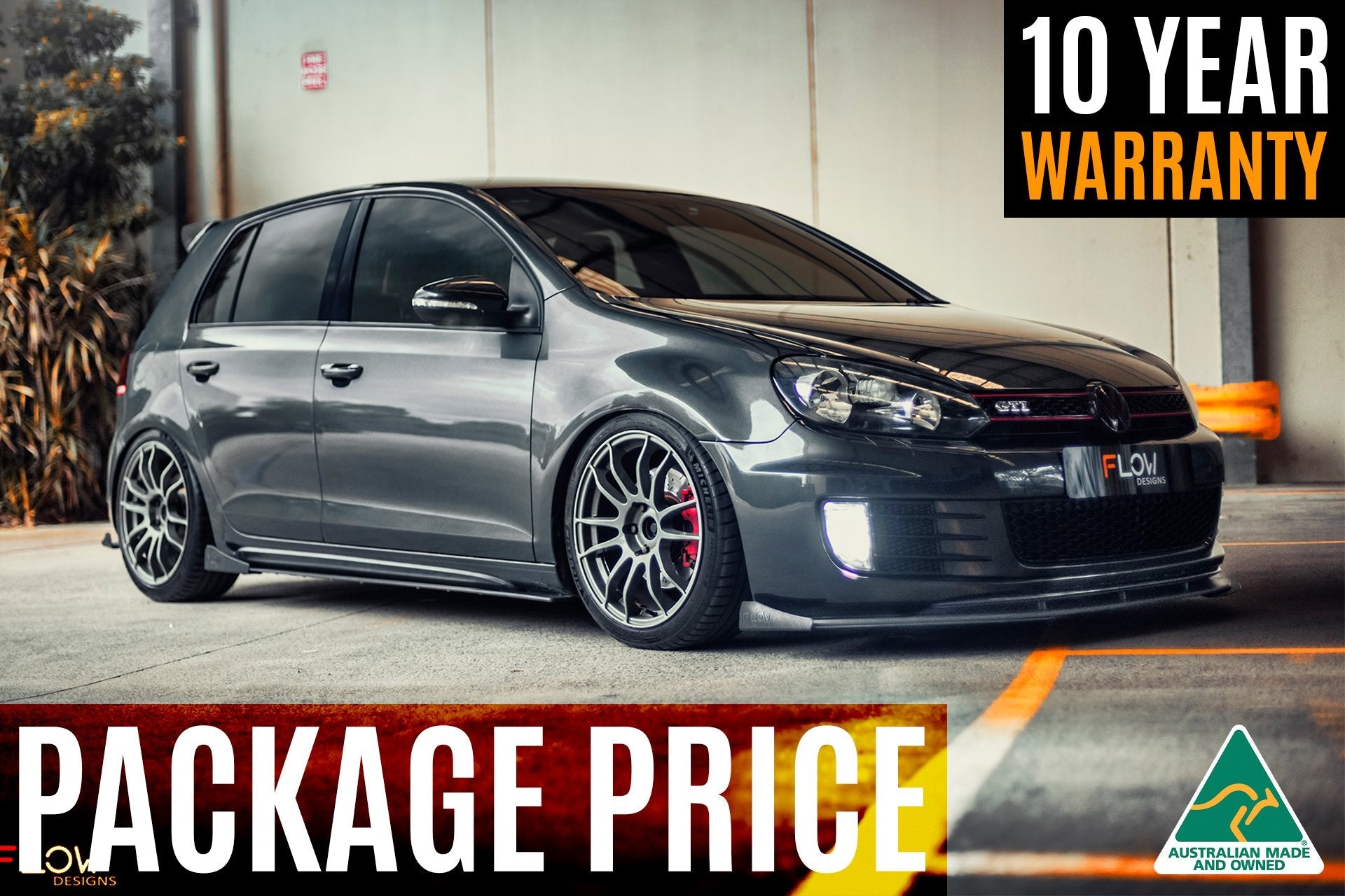 FLOW Designs  MK6 Golf GTI Full Lip Splitter Set - MODE Auto Concepts