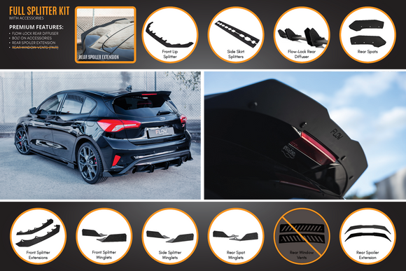 FLOW Designs  MK4 & MK4.5 Focus ST Full Lip Splitter Set - MODE Auto Concepts