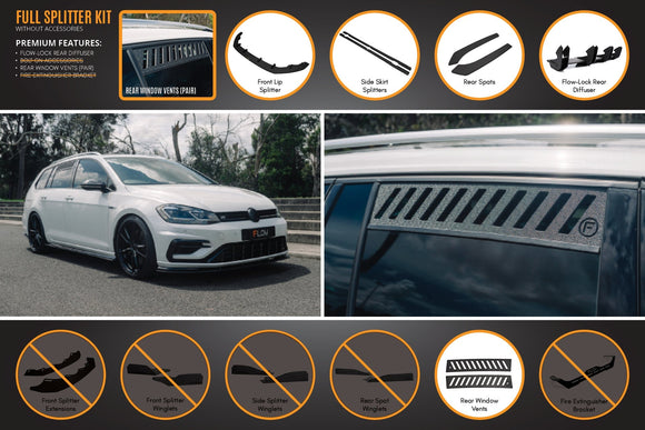 FLOW Designs  MK7.5 Golf R Wagon Full Lip Splitter Set - MODE Auto Concepts