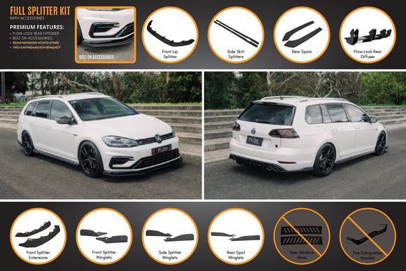FLOW Designs  MK7.5 Golf R Wagon Full Lip Splitter Set - MODE Auto Concepts