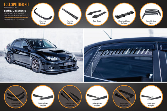 FLOW Designs  Impreza WRX / STI G3 Sedan FL Full Lip Splitter Set - MODE Auto Concepts