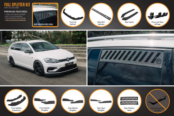 FLOW Designs  MK7.5 Golf R Wagon Full Lip Splitter Set - MODE Auto Concepts