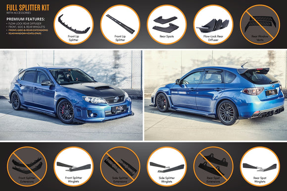 FLOW Designs  Impreza WRX / STI G3 Hatch (FL) Full Lip Splitter Set - MODE Auto Concepts