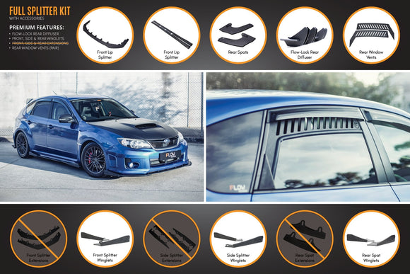 FLOW Designs  Impreza WRX / STI G3 Hatch (FL) Full Lip Splitter Set - MODE Auto Concepts