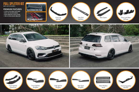 FLOW Designs  MK7.5 Golf R Wagon Full Lip Splitter Set - MODE Auto Concepts