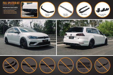 FLOW Designs  MK7.5 Golf R Wagon Full Lip Splitter Set - MODE Auto Concepts