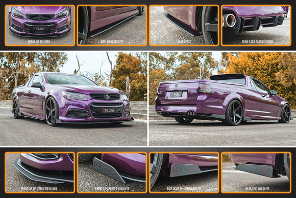 FLOW Designs  VF Commodore S1 Ute Full Lip Splitter Set - MODE Auto Concepts