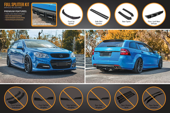 FLOW Designs  VF Commodore S1 Wagon Full Lip Splitter Set - MODE Auto Concepts