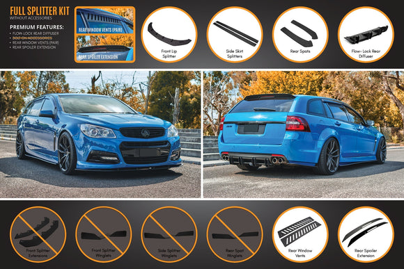FLOW Designs  VF Commodore S1 Wagon Full Lip Splitter Set - MODE Auto Concepts