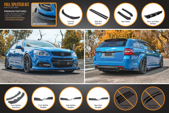 FLOW Designs  VF Commodore S1 Wagon Full Lip Splitter Set - MODE Auto Concepts