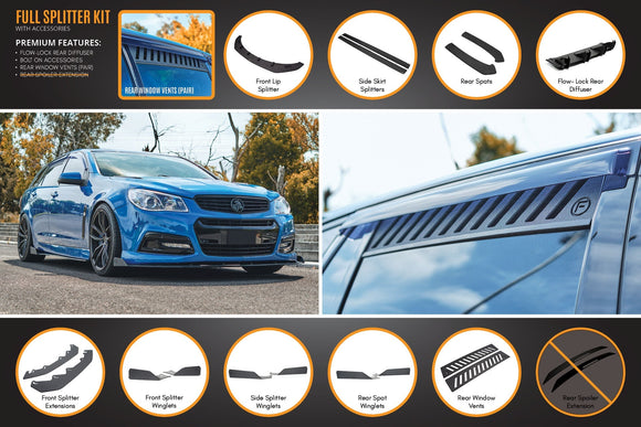 FLOW Designs  VF Commodore S1 Wagon Full Lip Splitter Set - MODE Auto Concepts
