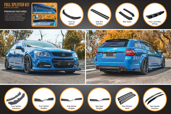 FLOW Designs  VF Commodore S1 Wagon Full Lip Splitter Set - MODE Auto Concepts