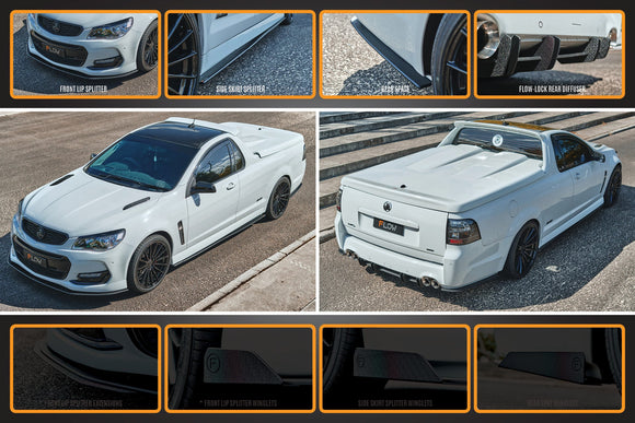 FLOW Designs  VF Commodore S2 Ute Full Lip Splitter Set - MODE Auto Concepts