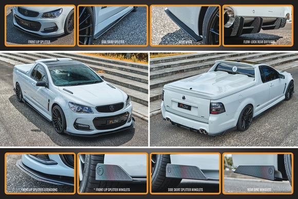 FLOW Designs  VF Commodore S2 Ute Full Lip Splitter Set - MODE Auto Concepts