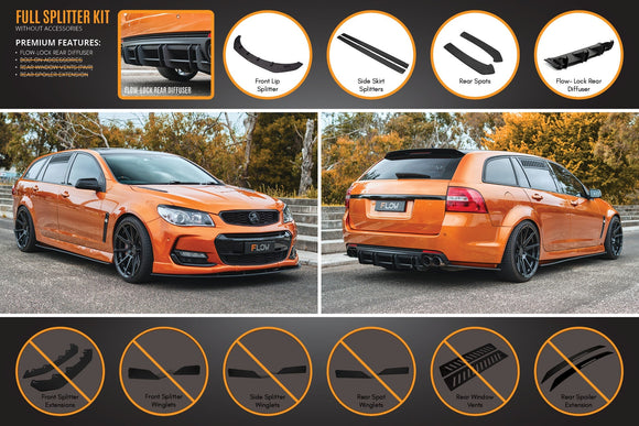 FLOW Designs  VF Commodore S2 Wagon Full Lip Splitter Set - MODE Auto Concepts