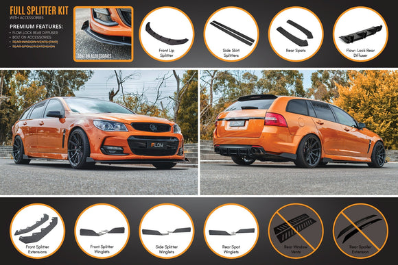 FLOW Designs  VF Commodore S2 Wagon Full Lip Splitter Set - MODE Auto Concepts