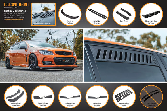 FLOW Designs  VF Commodore S2 Wagon Full Lip Splitter Set - MODE Auto Concepts