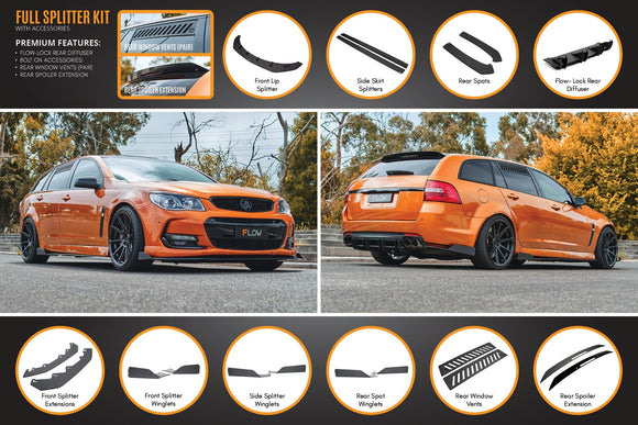FLOW Designs  VF Commodore S2 Wagon Full Lip Splitter Set - MODE Auto Concepts