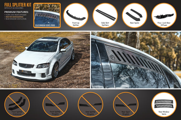 FLOW Designs  VE Commodore S2 Sedan Full Lip Splitter Set - MODE Auto Concepts