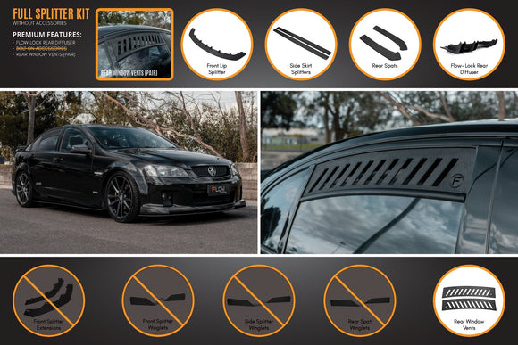 FLOW Designs  VE Commodore S1 Sedan Full Lip Splitter Set - MODE Auto Concepts