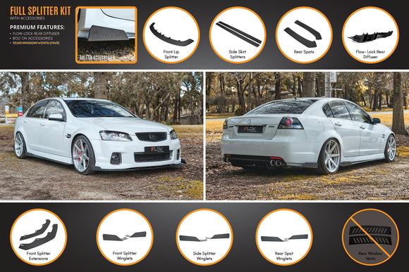 FLOW Designs  VE Commodore S2 Sedan Full Lip Splitter Set - MODE Auto Concepts