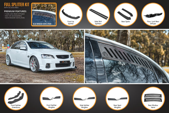 FLOW Designs  VE Commodore S2 Sedan Full Lip Splitter Set - MODE Auto Concepts