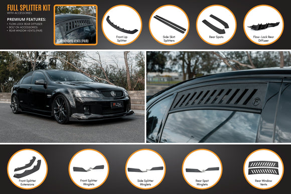 FLOW Designs  VE Commodore S1 Sedan Full Lip Splitter Set - MODE Auto Concepts