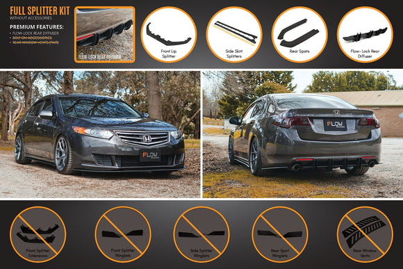 FLOW Designs  CU2 Accord Euro Full Lip Splitter Set - Standard - MODE Auto Concepts