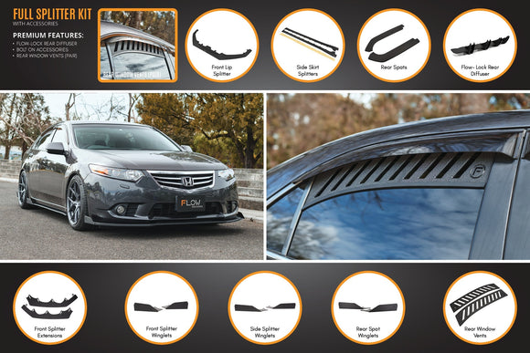 FLOW Designs  CU2 Accord Euro Full Lip Splitter Set - Standard - MODE Auto Concepts