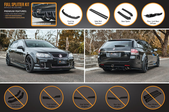 FLOW Designs  VE Commodore S2 Wagon Full Lip Splitter Set - MODE Auto Concepts