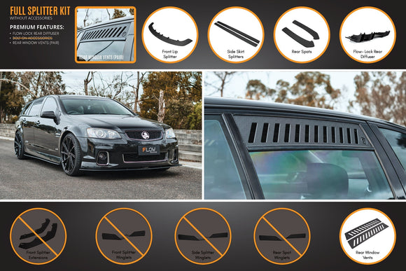 FLOW Designs  VE Commodore S2 Wagon Full Lip Splitter Set - MODE Auto Concepts