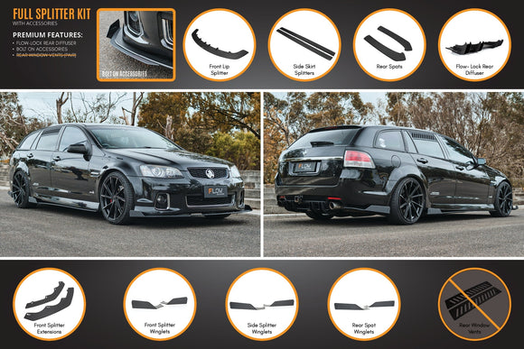FLOW Designs  VE Commodore S2 Wagon Full Lip Splitter Set - MODE Auto Concepts