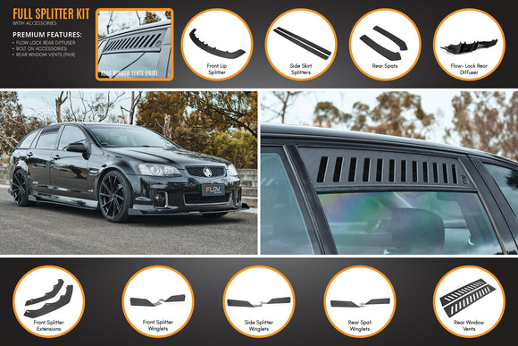 FLOW Designs  VE Commodore S2 Wagon Full Lip Splitter Set - MODE Auto Concepts