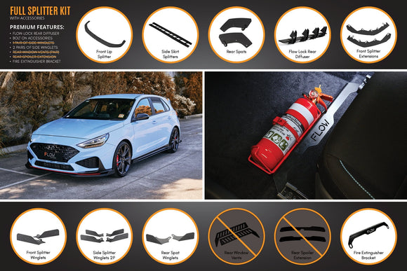 FLOW Designs  i30N Hatch PD FL 2021 Full Lip Splitter Set - MODE Auto Concepts