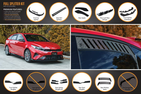 FLOW Designs  Cerato GT Hatch Facelift Full Lip Splitter Set - MODE Auto Concepts