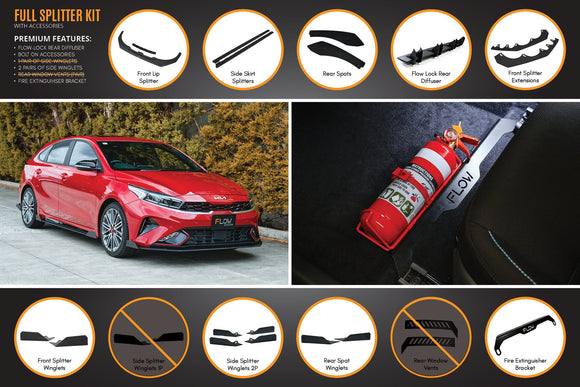 FLOW Designs  Cerato GT Hatch Facelift Full Lip Splitter Set - MODE Auto Concepts