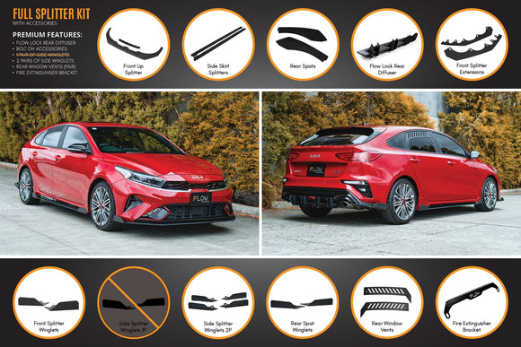 FLOW Designs  Cerato GT Hatch Facelift Full Lip Splitter Set - MODE Auto Concepts