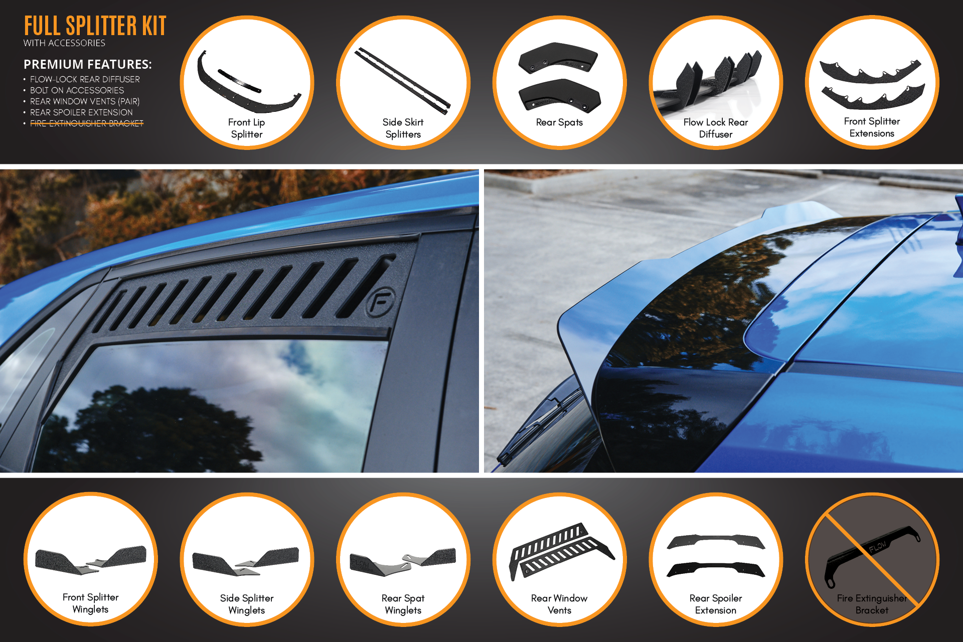 FLOW Designs  i30 SR Hatch (2017-2018) Full Lip Splitter Set - MODE Auto Concepts