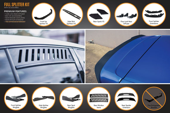 FLOW Designs  MK6 Golf R Full Lip Splitter Set WITHOUT Accessories - MODE Auto Concepts