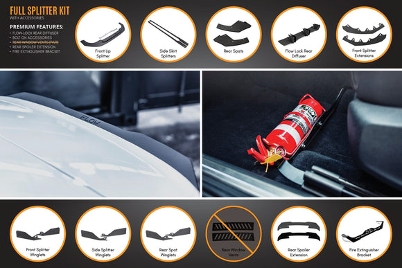 FLOW Designs  MK8 Golf GTI Full Lip Splitter Set - MODE Auto Concepts