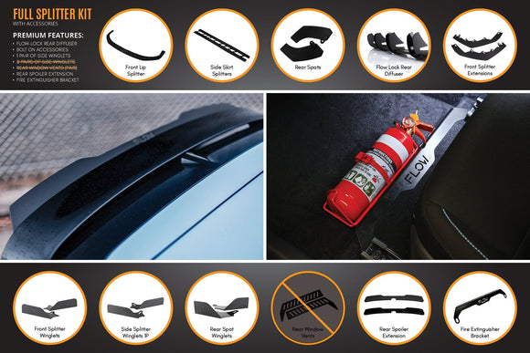 FLOW Designs  i30N Hatch PD (2018-2020) Full Lip Splitter Set - MODE Auto Concepts